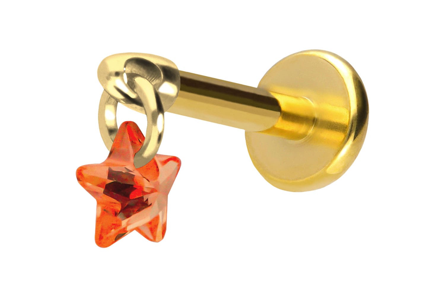 Titan Labret Piercing mit Push Fit KRISTALLSTERN